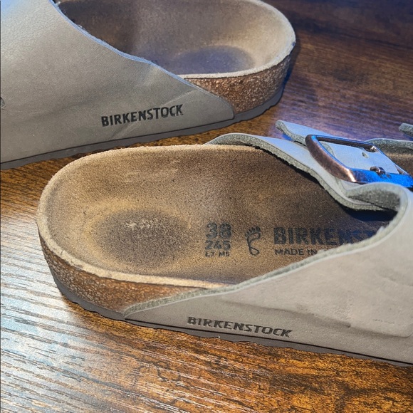Birkenstock Arizona Gray Leather Two Strap Sandals EU 38 US 7 - Picture 3 of 9